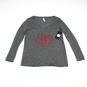 Bella Canvas Medium Girl Strong Red Rhinestone Graphic Gray Embellished Shirt